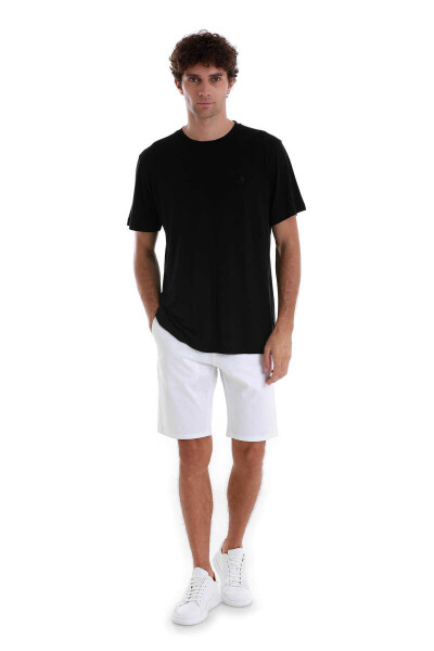 Siyah Regular Fit Bisiklet Yaka Tişört - 2