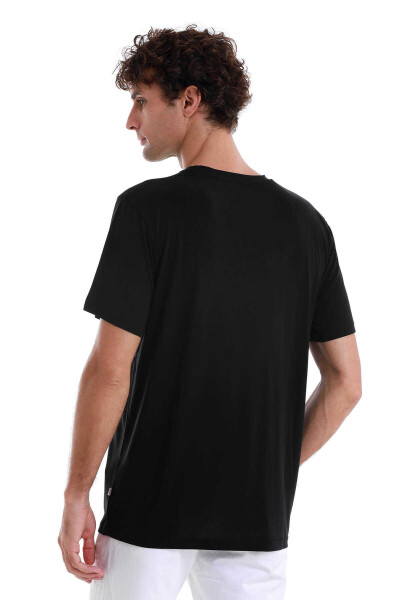 Siyah Regular Fit Bisiklet Yaka Tişört - 6