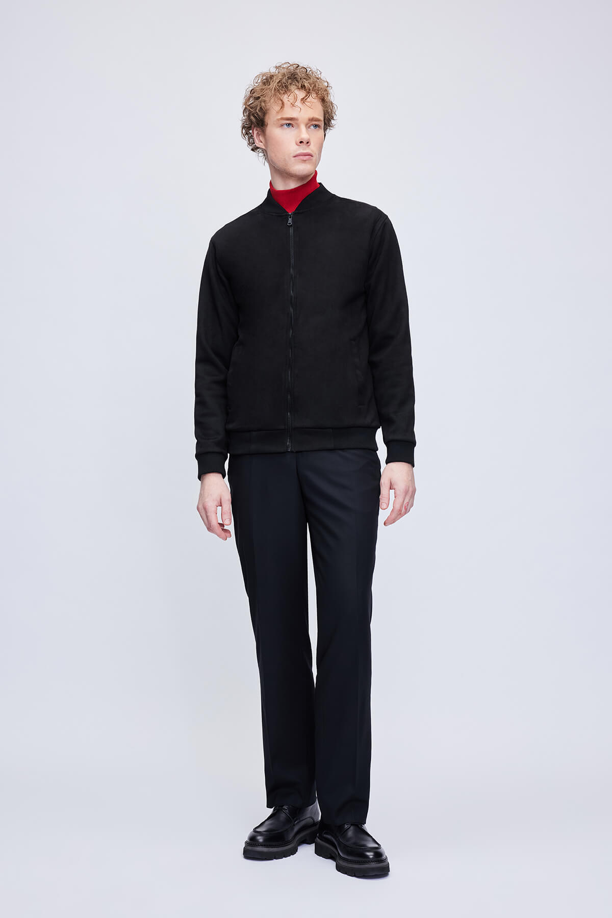 Siyah Regular Fit Bomber Yaka Mevsimlik Mont - 2