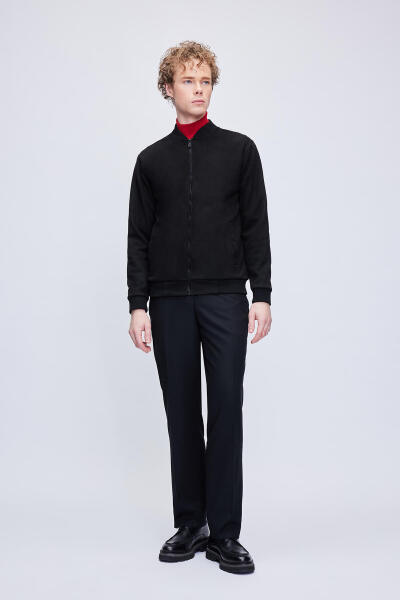 Siyah Regular Fit Bomber Yaka Mevsimlik Mont - 2