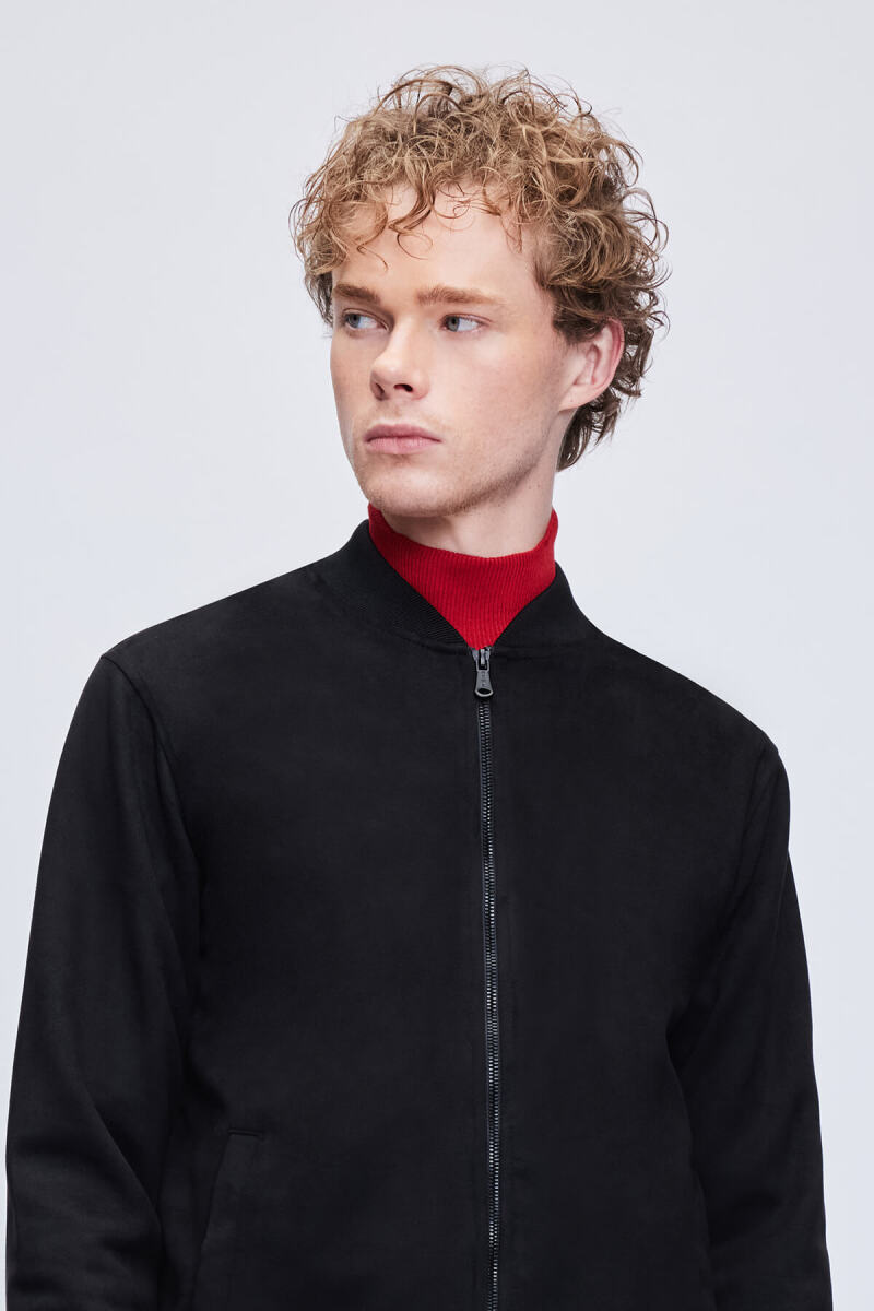Siyah Regular Fit Bomber Yaka Mevsimlik Mont - HTML (1)