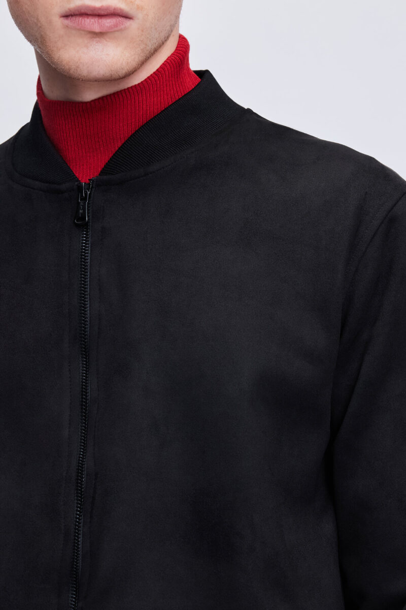 Siyah Regular Fit Bomber Yaka Mevsimlik Mont - HTML (1)