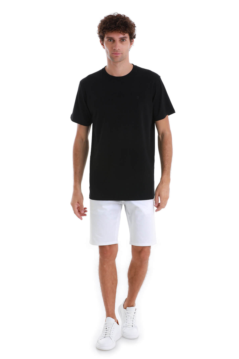 Siyah Regular Fit Pamuklu Bisiklet Yaka Tişört - HTML (1)