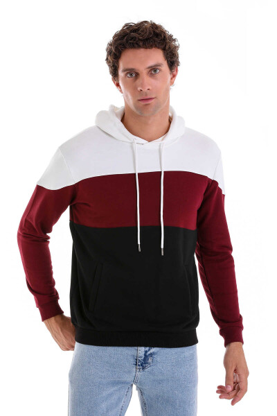 Siyah Regular Fit Pamuklu Kapüşonlu Kanguru Cepli Sweatshirt 