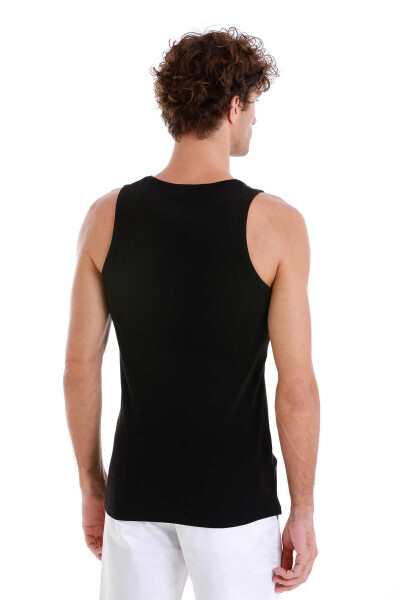 Siyah Regular Fit Pamuklu Örme Atlet - 6