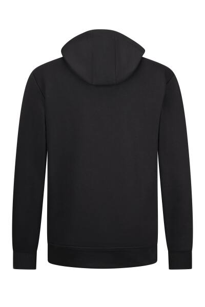 Siyah Regular Fit Fermuarlı Kapüşonlu Sweatshirt - 2