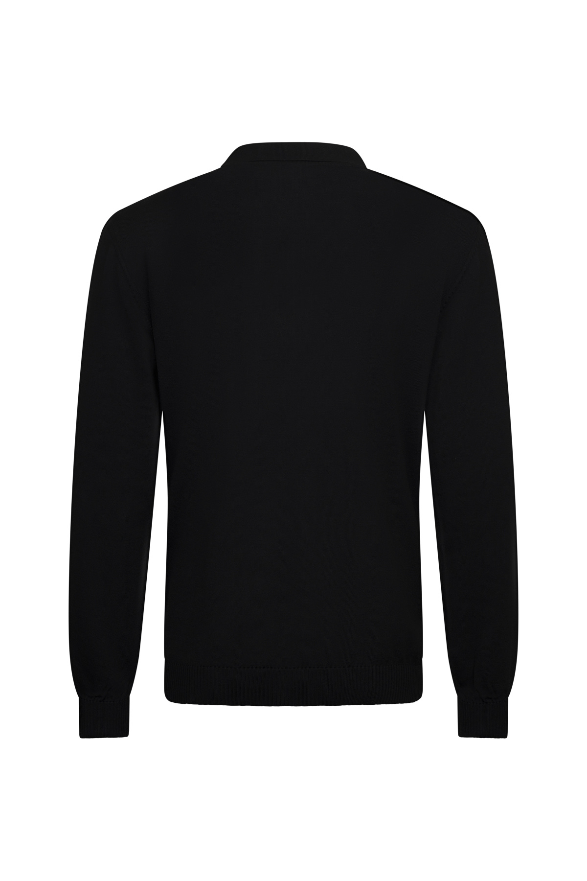 Siyah Regular Fit Fermuarlı Polo Yaka Rayon Triko Kazak - 2