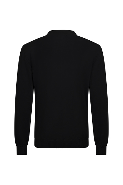 Siyah Regular Fit Fermuarlı Polo Yaka Rayon Triko Kazak - 2