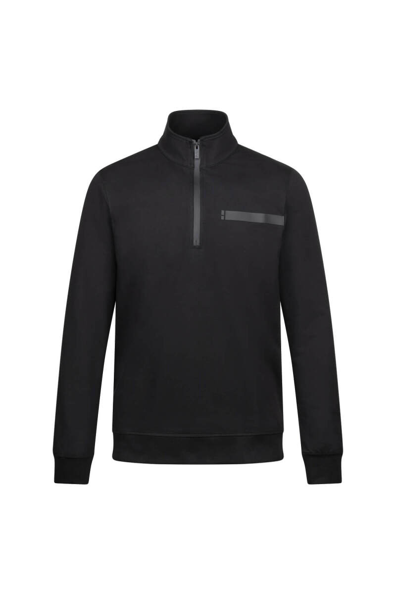 Siyah Regular Fit Fermuarlı Yarım Balıkçı Yaka Pamuklu Sweatshirt - HTML