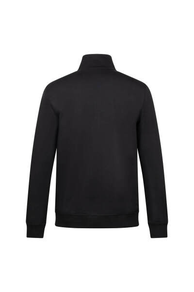 Siyah Regular Fit Fermuarlı Yarım Balıkçı Yaka Pamuklu Sweatshirt - 2