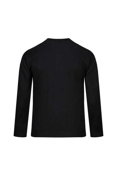 Siyah Regular Fit Fermuarlı Yarım Balıkçı Yaka Yünlü Kazak - 3