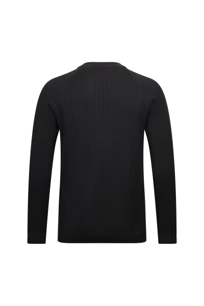 Siyah Regular Fit Fitilli Çeyrek Balıkçı Yaka Pamuklu Triko Kazak - 2