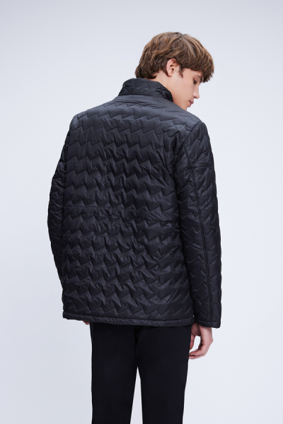 Siyah Regular Fit Hakim Yaka Kapitone Mont - 5