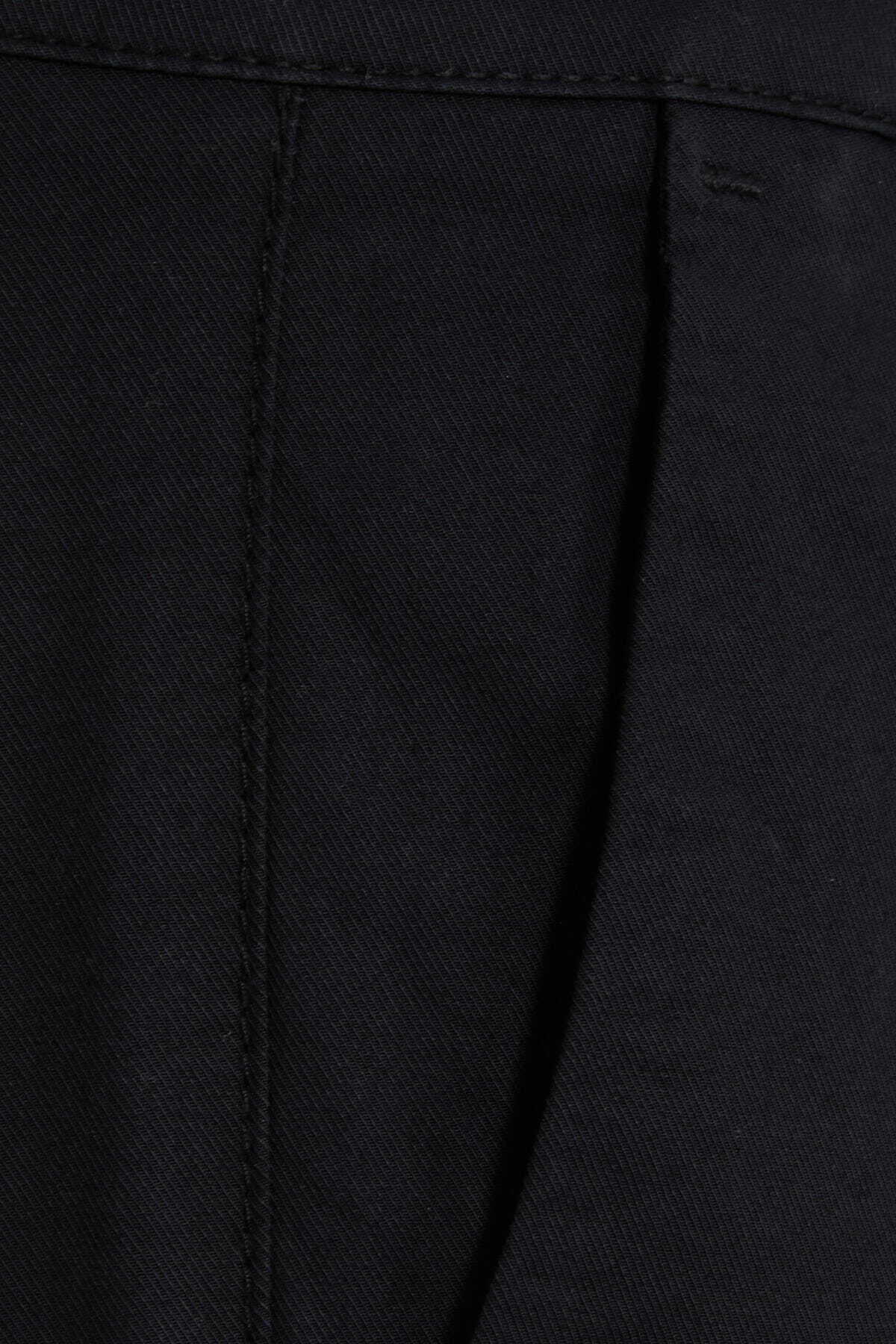 Siyah Regular Fit Pamuklu Yandan Cep Kanvas Pantolon - 3