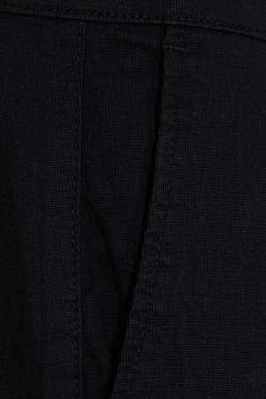 Siyah Regular Fit Düz Pamuklu Yandan Cep Kanvas Pantolon - Thumbnail