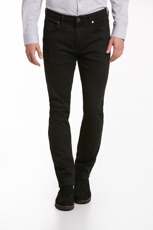 Hatem Saykı - Siyah Dinamik Fit Düz Pamuklu 5 Cep Kot Pantolon