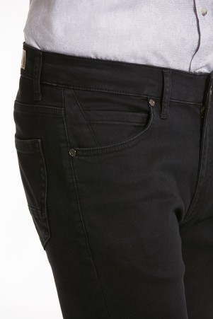 Siyah Dinamik Fit Düz Pamuklu 5 Cep Kot Pantolon - Thumbnail