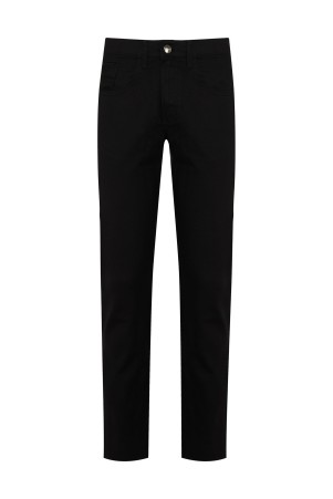 Siyah Regular Fit Düz Pamuklu 5 Cep Kot Pantolon - Thumbnail