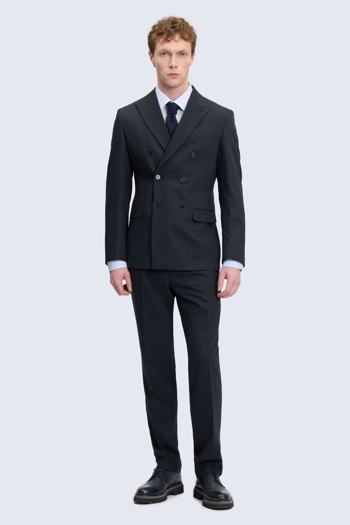 Siyah Regular Fit Kruvaze Klasik Takım Elbise - 3