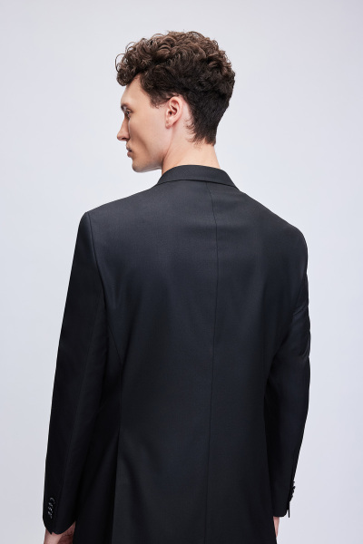 Siyah Regular Fit Kruvaze Klasik Takım Elbise - 7