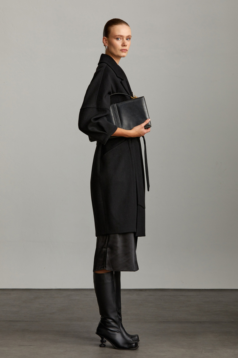 Saykı Woman Siyah Regular Fit Mono Yaka Yünlü Manto - Saykı Woman (1)