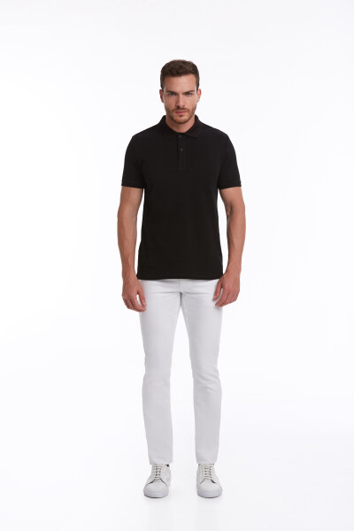 Siyah Regular Fit 100% Pamuk Polo Yaka Tişört - 4