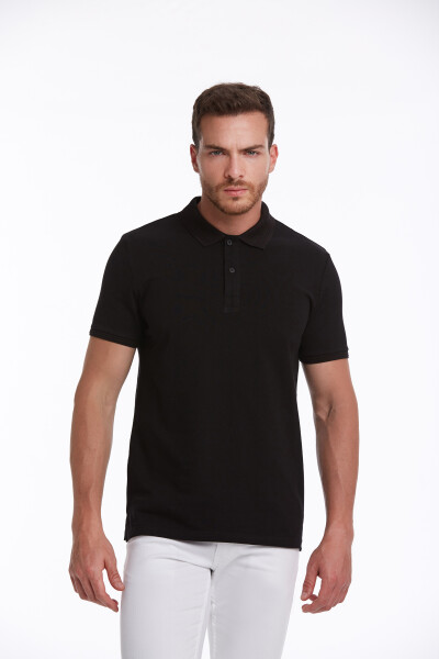 Siyah Regular Fit 100% Pamuk Polo Yaka Tişört - 8