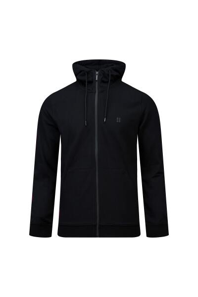 Siyah Regular Fit Pamuklu Kapüşonlu Sweatshirt 