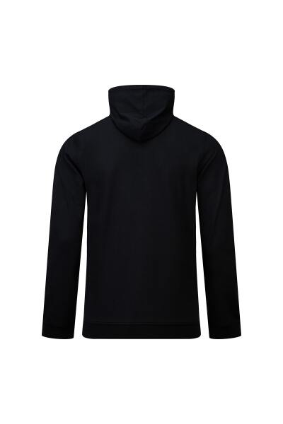 Siyah Regular Fit Pamuklu Kapüşonlu Sweatshirt - 3