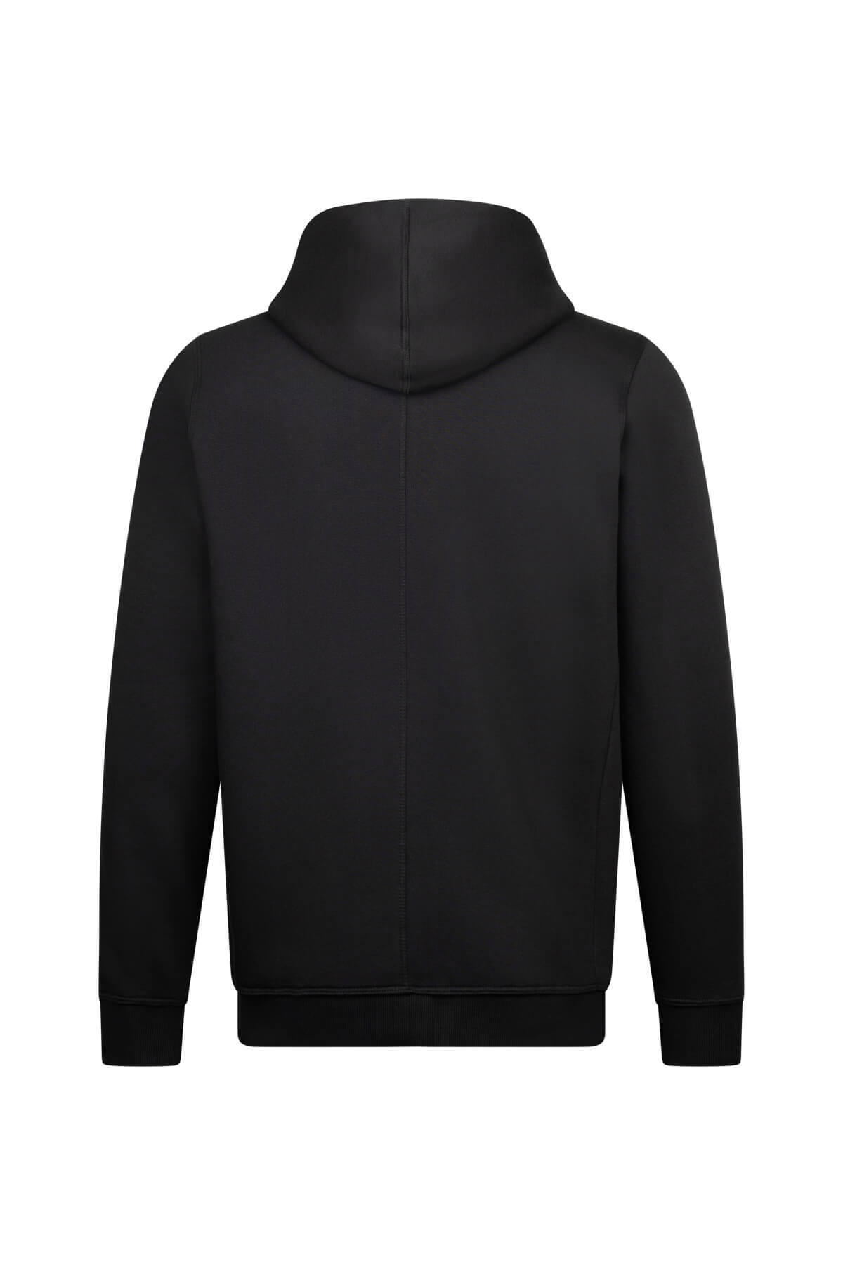 Siyah Regular Fit Pamuklu Tam Fermuarlı Kapüşonlu Sweatshirt - 2