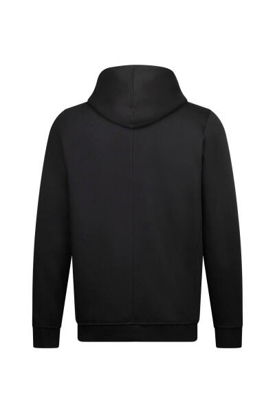Siyah Regular Fit Pamuklu Tam Fermuarlı Kapüşonlu Sweatshirt - 2