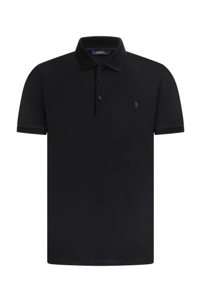 Siyah Regular Fit Polo Yaka Pamuklu Tişört 