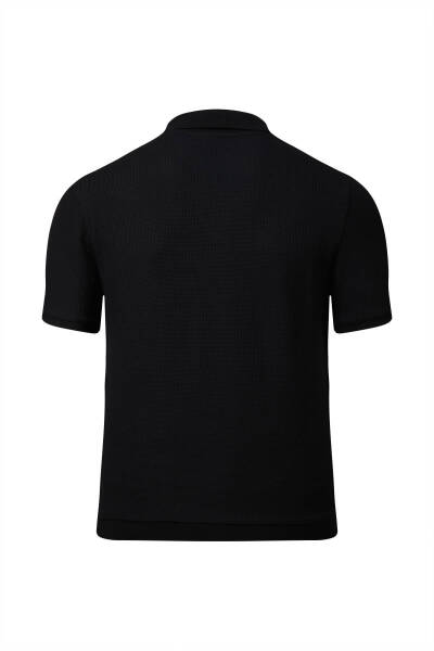Siyah Regular Fit Polo Yaka Pamuklu Tişört - 3