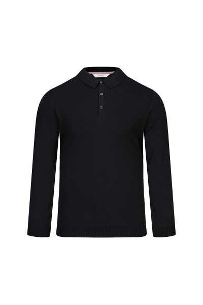 Siyah Regular Fit Polo Yaka Rayon Kazak - 1