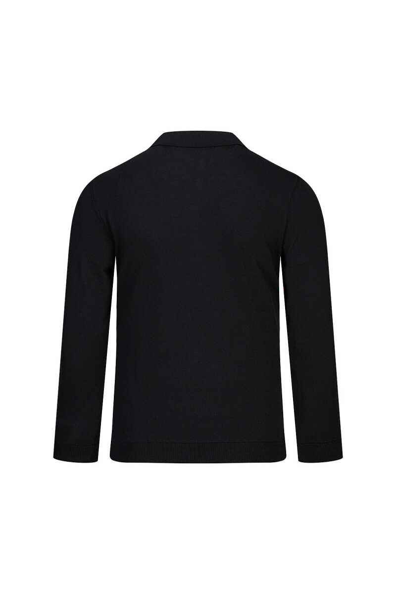 Siyah Regular Fit Polo Yaka Rayon Kazak - Saykı (1)