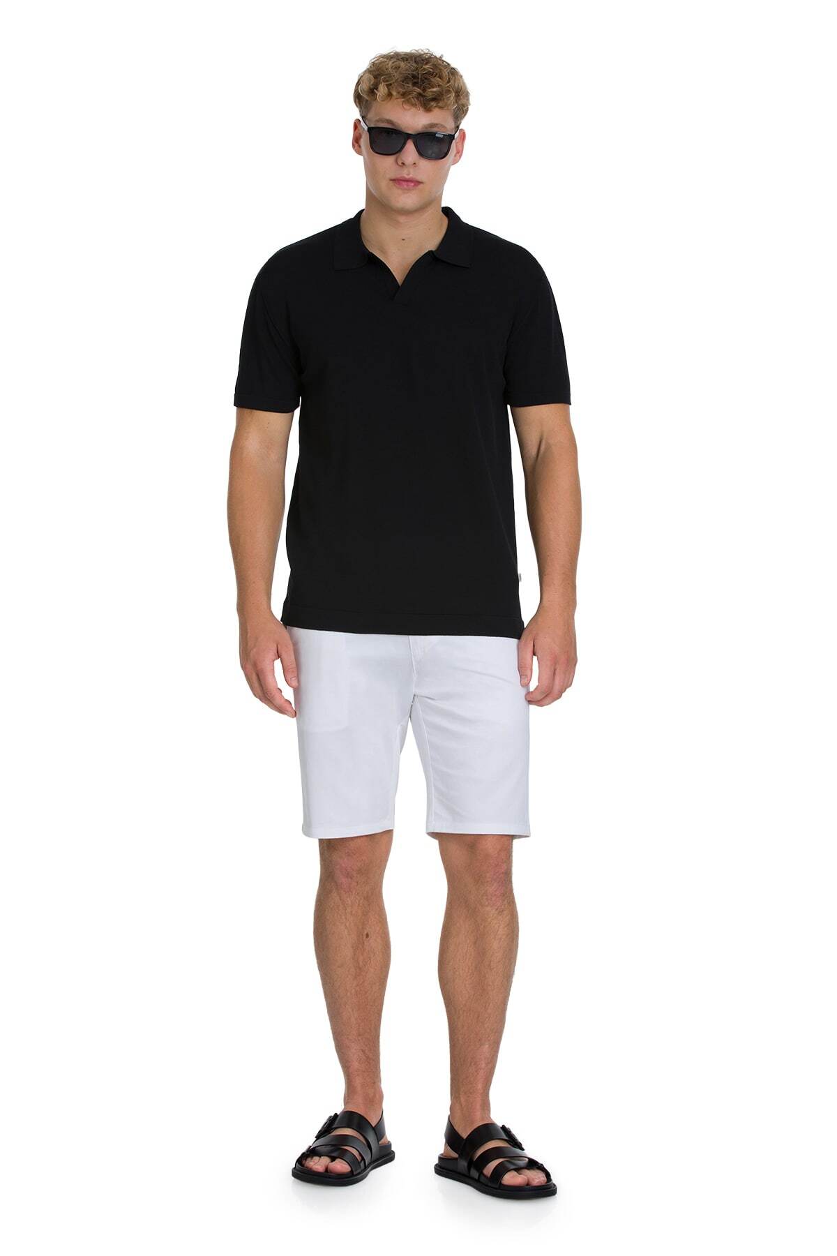 Siyah Regular Fit Polo Yaka Rayon Tişört - 2