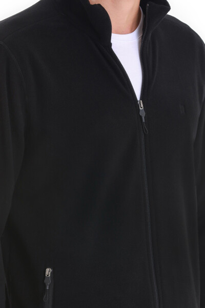 Siyah Regular Fit Tüylenme Yapmayan Soğuk Geçirmez Tam Fermuarlı Polar Sweatshirt - 7