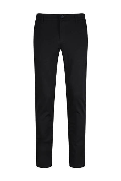 Siyah Regular Fit Yandan Cepli Kanvas Pantolon - 1