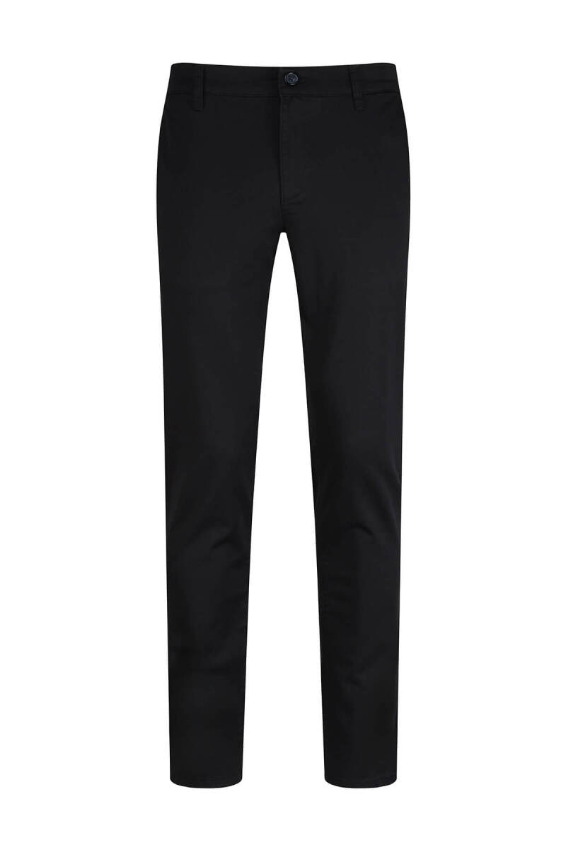 Siyah Regular Fit Yandan Cepli Kanvas Pantolon - Hatemoğlu