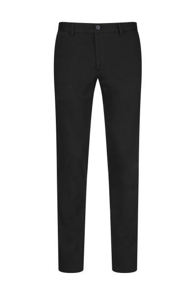 Siyah Regular Fit Yandan Cepli Kanvas Pantolon 