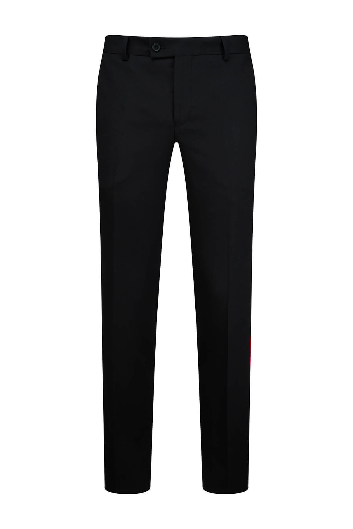 Siyah Regular Fit Yandan Cepli Kumaş Pantolon - 1