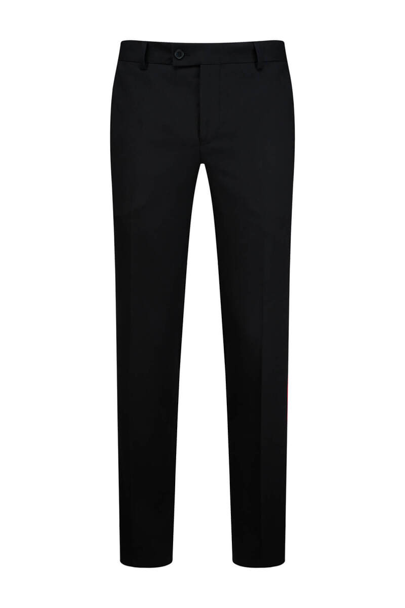 Siyah Regular Fit Yandan Cepli Kumaş Pantolon
