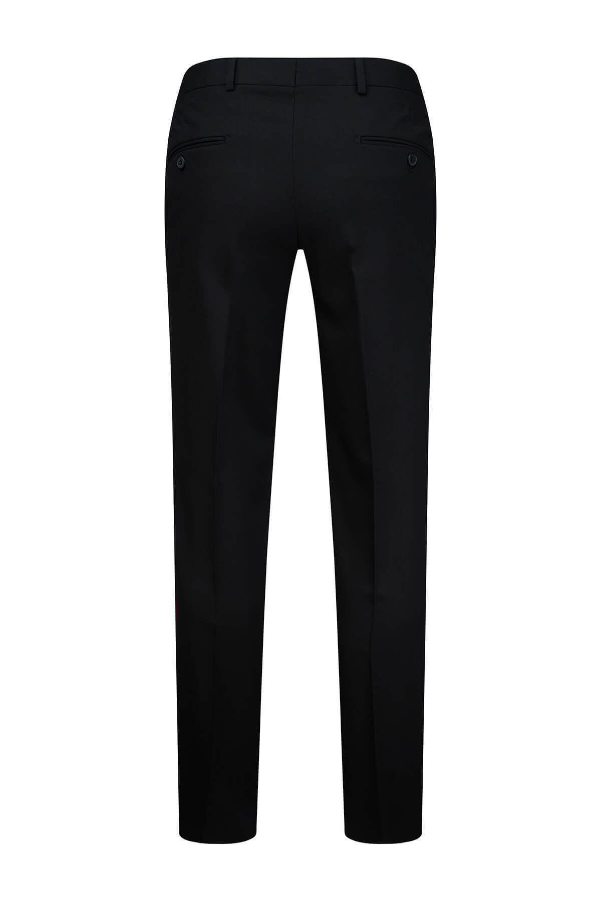 Siyah Regular Fit Yandan Cepli Kumaş Pantolon - 3