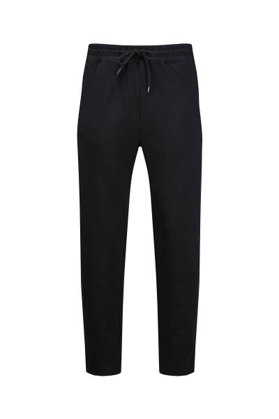 Siyah Regular Fit Yandan Cepli Pamuklu Eşofman Altı - 1