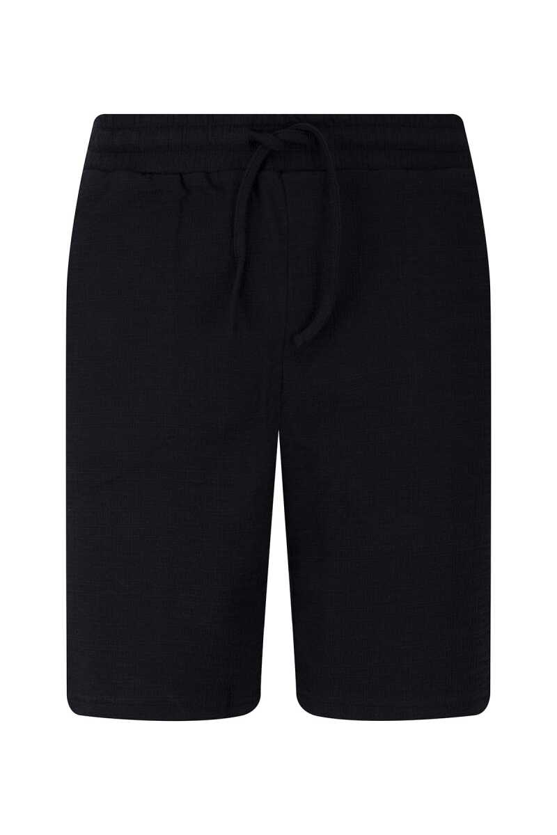 Siyah Regular Fit Yandan Cepli Şort