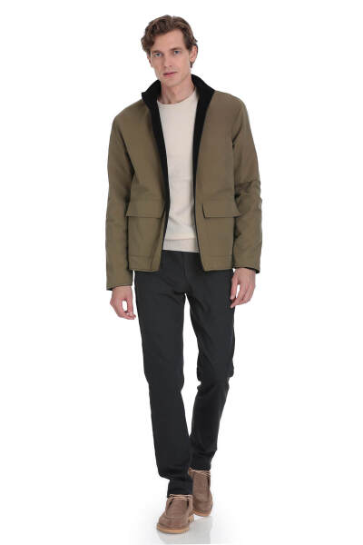 Siyah Regular Fit Yarım Balıkçı Yaka Baharlık Mont - 5