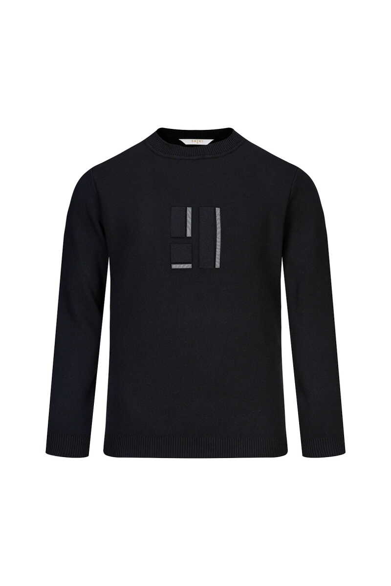 Siyah Regular Fit Yarım Balıkçı Yaka Kazak - Saykı