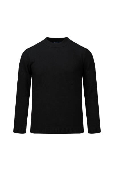 Siyah Regular Fit Yarım Balıkçı Yaka Pamuklu Kazak - 1