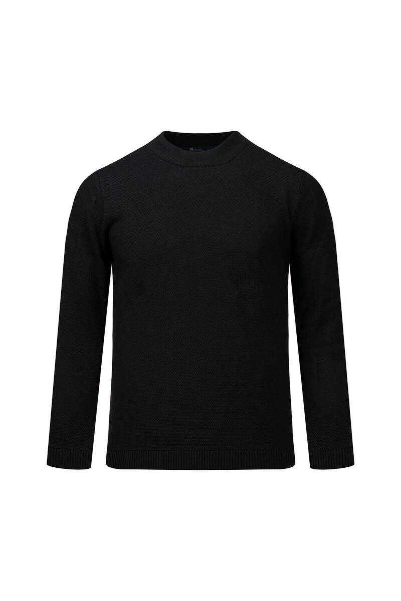 Siyah Regular Fit Yarım Balıkçı Yaka Pamuklu Kazak - HTML