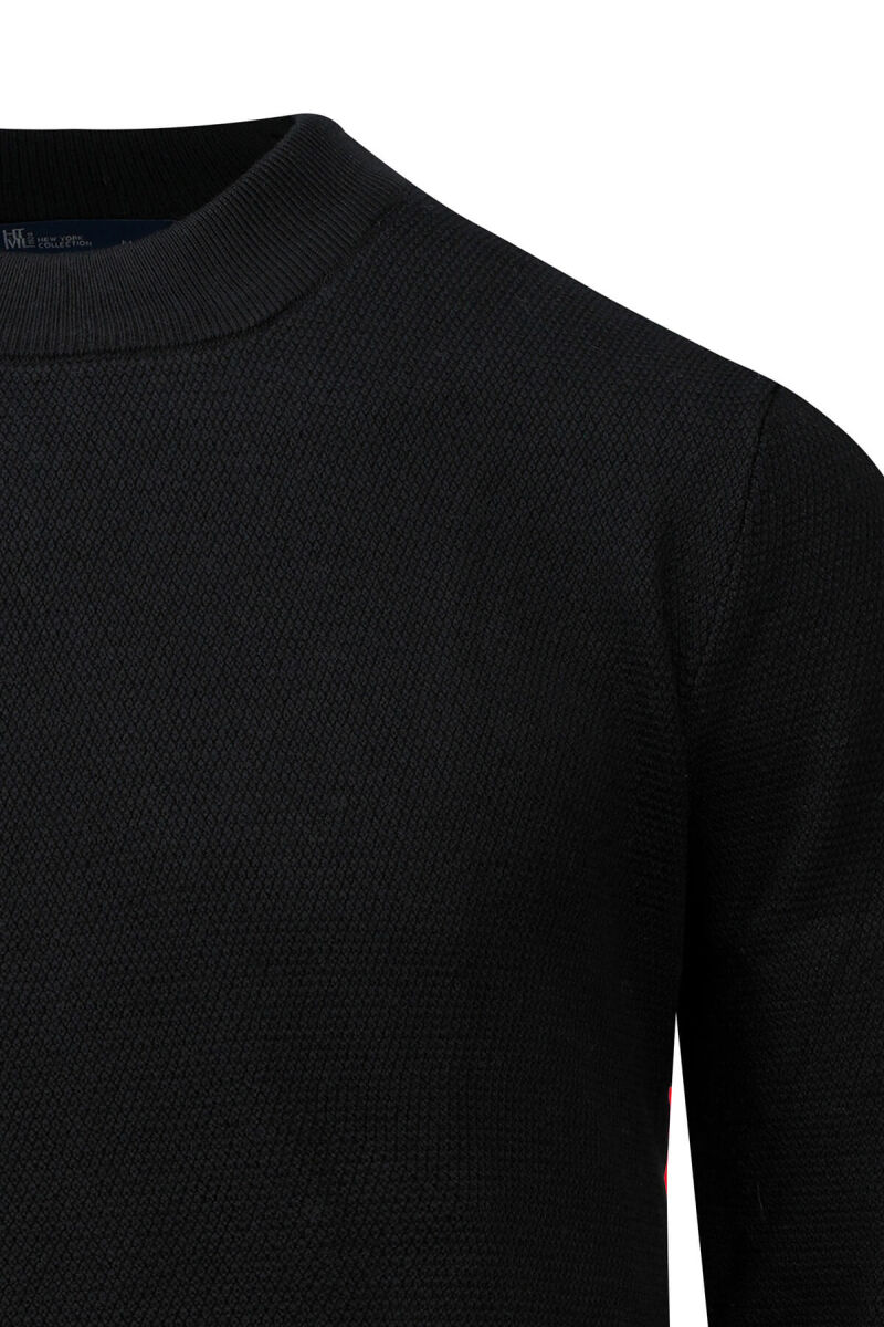 Siyah Regular Fit Yarım Balıkçı Yaka Pamuklu Kazak - HTML (1)